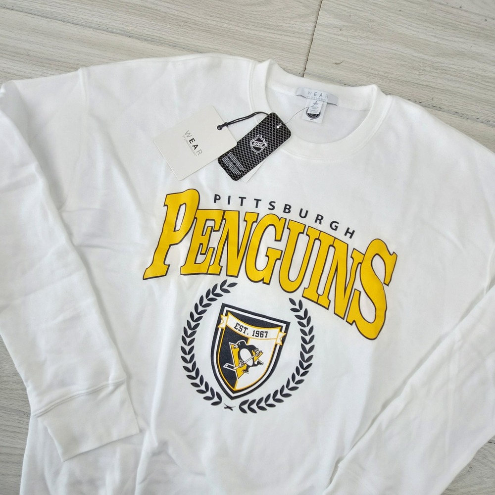 Wear by Erin Andrews Pittsburgh Penguins Sweatshirt Medium White Crewneck Hockey